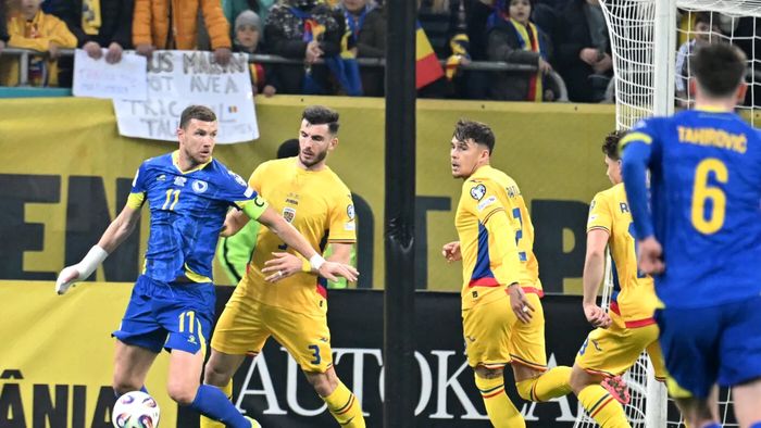 Mihai Popescu l-a desfigurat pe Edin Dzeko. Atacantul Bosniei a postat o imagine cu chipul lui, după lovitura fotbalistului FCSB
