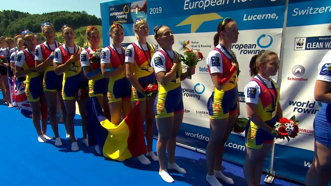 Aur, argint și bronz din Elveția pentru canotajul românesc: șase medalii la Campionatele Europene. 