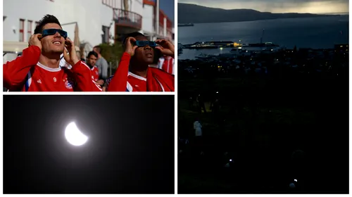 VIDEO | Eclipsa de soare s-a văzut cel mai bine în… Feroe. Cum s-a întunecat cerul viitoarei adversare a României și cum au trăit fotbaliștii eclipsa