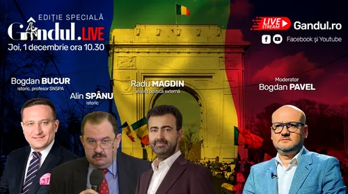 GÂNDUL LIVE. Radu Magdin, Bogdan Bucur și Alin Spânu, invitații ediției speciale Gândul Live, de 1 decembrie!