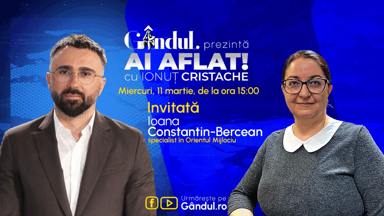 „Ai Aflat! cu Ionuț Cristache” începe miercuri, 11 martie, de la ora 15.00, live pe Gândul. Invitată: Ioana Constantin-Bercean