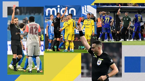 Cod roșu în fotbalul românesc: am depășit recordul eliminărilor din epoca VAR și suntem în fruntea Europei în topul celor mai dure avertismente! Descoperirea ProSport, analizată de trei arbitri din Superliga. EXCLUSIV