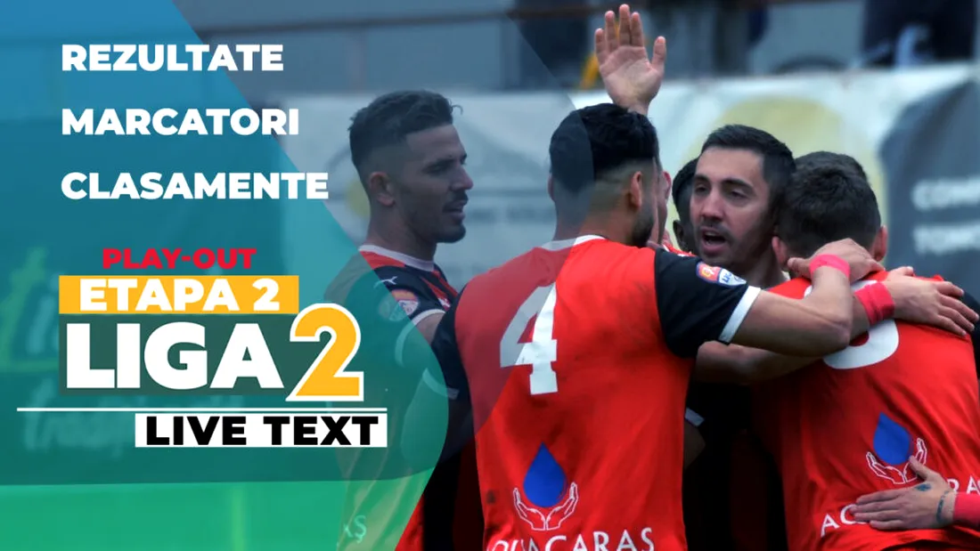 Liga 2, etapa 2 din play-out | În ambele grupe au loc meciuri între primele două clasate. Cele opt jocuri încep la ora 11:00