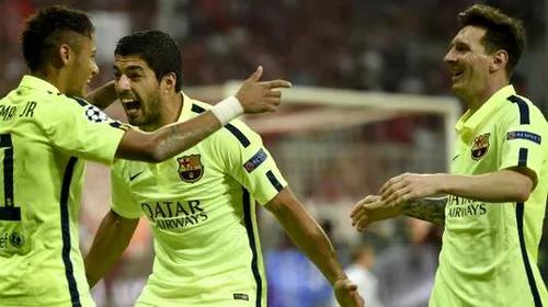 MSN, cel mai bun atac din istorie? Messi, Suarez și Neymar au înscris 89% din golurile Barcelonei în Liga Campionilor
