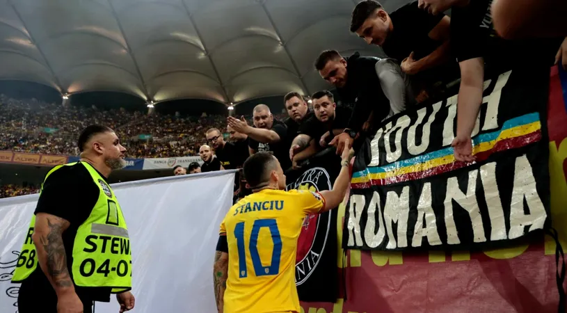Scene halucinante pe Arena Națională: huliganii de la Uniți sub Tricolor au afișat un banner împotriva statului Kosovo! Nici căpitanul României, Nicolae Stanciu, nu a putut să îi convingă pe ultrași să renunțe la mesaj