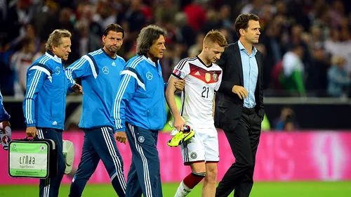 O nouă lovitură puternică pentru Marco Reus. Starul lui Dortmund va fi indisponibil o lună după accidentarea din meciul cu Scoția