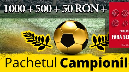 (P) Super Promoție la pariuri: 1000 Lei + 50 RON EXTRA + Cartea Pariuri Sportive Fără Secrete - Cu numai 200 RON poți debloca bonusul maxim!