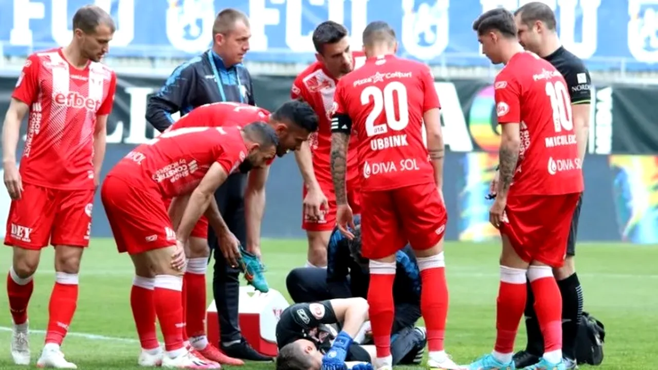 Cum arată piciorul lui Florin Iacob după accidentarea din primele secunde ale meciului FC U Craiova - UTA | FOTO