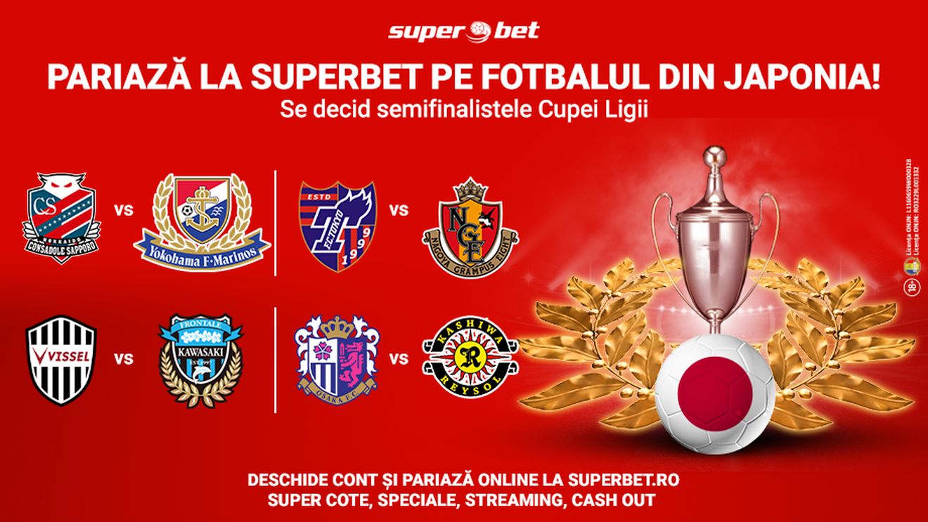 Tot ce trebuie să știi despre sferturile Cupei Ligii din Japonia. Prinde cea mai bună ofertă la Superbet!
