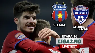 Steaua – Gloria Buzău se joacă ACUM, în Ghencea. S-a înscris din minutul 2. ”Militarii” au nevoie de cel puțin un punct pentru a fi campioni de iarnă în Liga 2