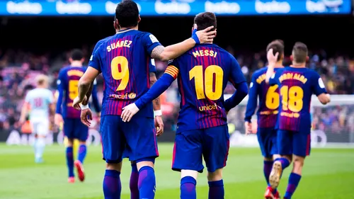 Suarez l-a depășit pe legendarul Rivaldo, Messi a marcat la meciul 400. Barcelona n-a avut milă de Levante