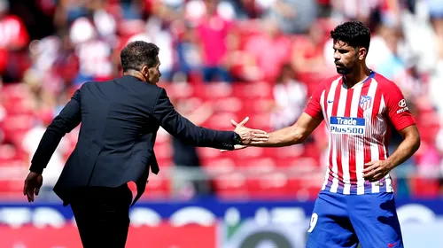 Diego Simeone, reacție emoționantă după plecarea lui Diego Costa de la Atletico Madrid: „Ne-a oferit atât de mult…”
