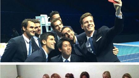 O imagine cât o mie de cuvinte: încă o dovadă că atmosfera diferă în circuitele ATP și WTA. Fetele butonau telefoanele la Singapore, băieții se-ntrec în selfie-uri la Londra