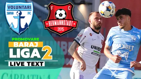 FC Voluntari dă șah-mat sibienilor într-o repriză și promovează în SuperLiga. FC Hermannstadt n-a avut șut pe poartă la Voluntari și retrogradează în Liga 2