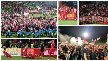 FOTO și VIDEO | S-a declanșat nebunia la Mioveni! Fanii lui Dinamo au intrat pe teren după promovare. Momente spectaculoase în urma returului cu Campionii FC Argeș