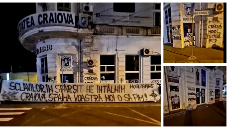 Fanii Petrolului i-au ”decorat” sediul clubului lui Adrian Mititelu cu mesaje obscene! Prahovenii au început deja duelul din 16-imile Cupei României cu ”FC U” Craiova