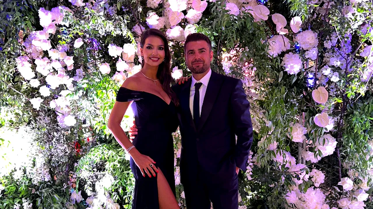 Adrian Mutu a fost „Briliantul” de la nunta lui Ianis Hagi, dar adevărata „perlă” e soția lui! Apariție spectaculoasă a Sandrei Mutu, într-o rochie cu un decolteu amețitor