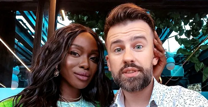 FOTO EXCLUSIV. Cum au fost surprinși Florin Ristei și Naomi Hedman după ce s-au logodit! Artistul abia dacă se poate abține în public