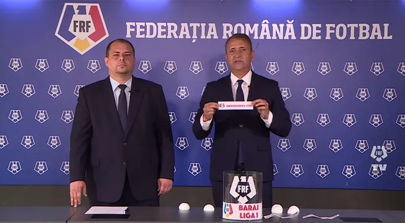 Ghinion pentru ”U” Cluj și Concordia Chiajna la tragerea la sorți pentru stabilirea gazdei primului meci din cadrul barajului pentru menținerea/promovarea în Liga 1