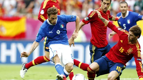 Spania-Italia, finala Euro 2012:** cele două națiuni s-au întâlnit de 31 de ori în istorie! În grupe s-a încheiat remiză