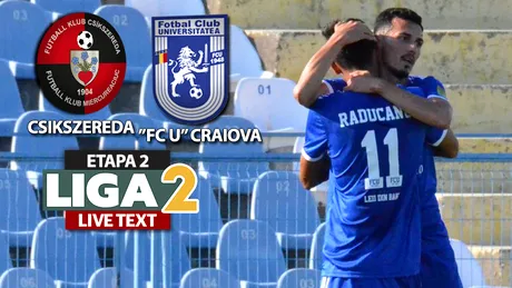 ”FC U” Craiova smulge un punct cu FK Csikszereda, în minutul 90+3. Anghelina marchează superb din lovitură liberă