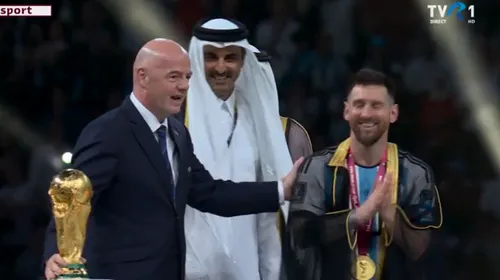 Reacție devastatoare, în direct, la TVR 1 după ce Leo Messi a fost „umilit” la festivitatea de premiere și obligat să poarte o robă tradițională din Qatar: „Nu poți să te îmbraci în fantomă!”