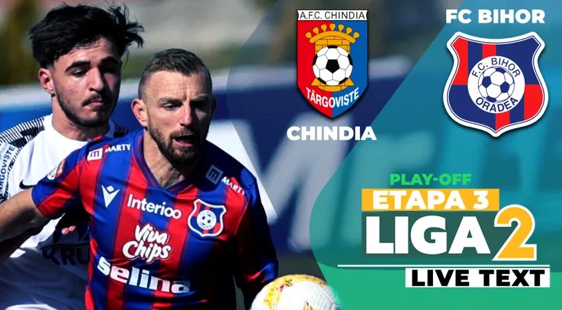 FC Bihor își ia revanșa la Târgoviște, cu vârf și îndesat, și lasă Chindia în beznă înainte de Paște