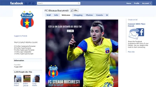 Steaua și-a făcut cont pe Facebook