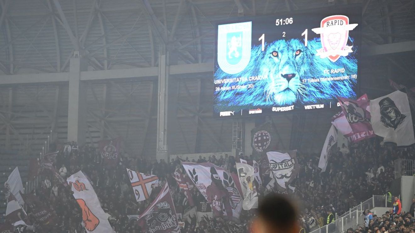 Măsuri drastice aplicate în urma incidentelor de la derby-ul Universitatea Craiova - Rapid. Ce s-a întâmplat în galeria giuleşteană