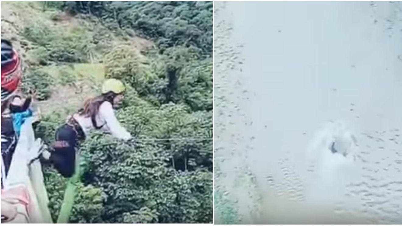 A scăpat printr-un miracol. VIDEO O tânără a vrut să facă "puenting", dar a sărit în gol de pe pod. Nu și-a rupt nici un os