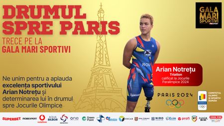 Arian Notrețu, premiat la Gala Mari Sportivi 2023 pentru calificarea la Jocurile Paralimpice de la Paris 2024: „Mă inspir de la Michael Phelps”. VIDEO