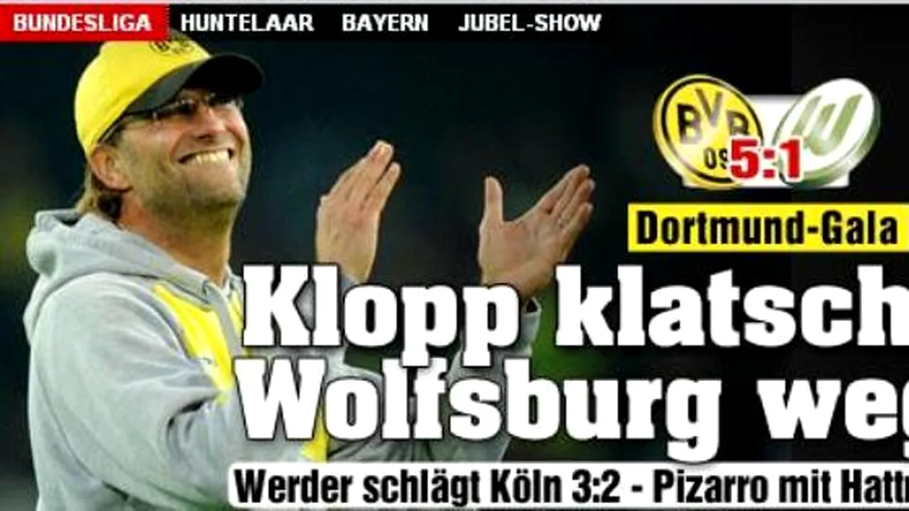 Borussia face instrucție cu Wolfsburg și se apropie de Bayern**, Werder e ținută în viață de hat-trick-ul de senzație al lui Pizarro