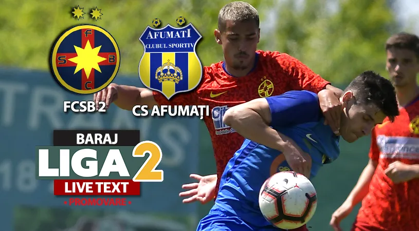 CS Afumați a defilat cu FCSB 2 în manșa retur și va întâlni Steaua la barajul decisiv pentru promovarea în Liga 2. Bogdan Vintilă n-a mai avut la dispoziție prea mulți jucători de la prima echipă