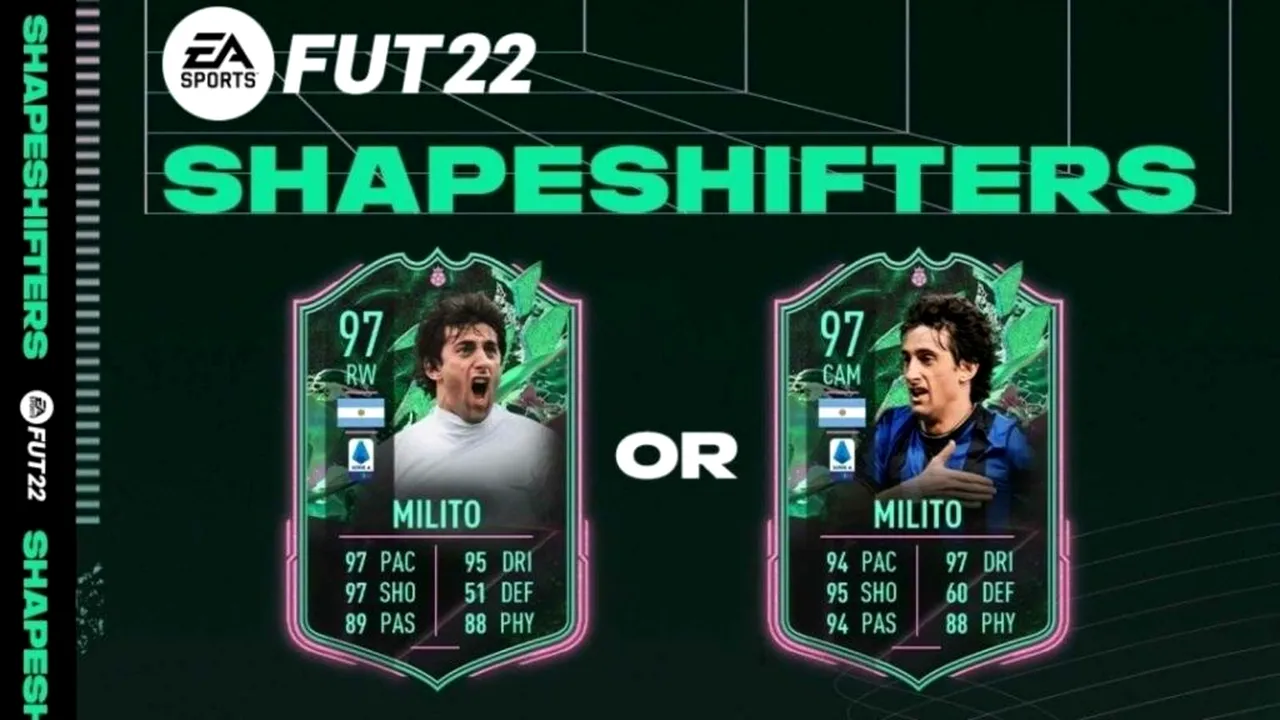 Shapeshifters Diego Milito în FIFA 22! Gamerii pot alege într-un card de mijlocaș sau unul de atacant de bandă