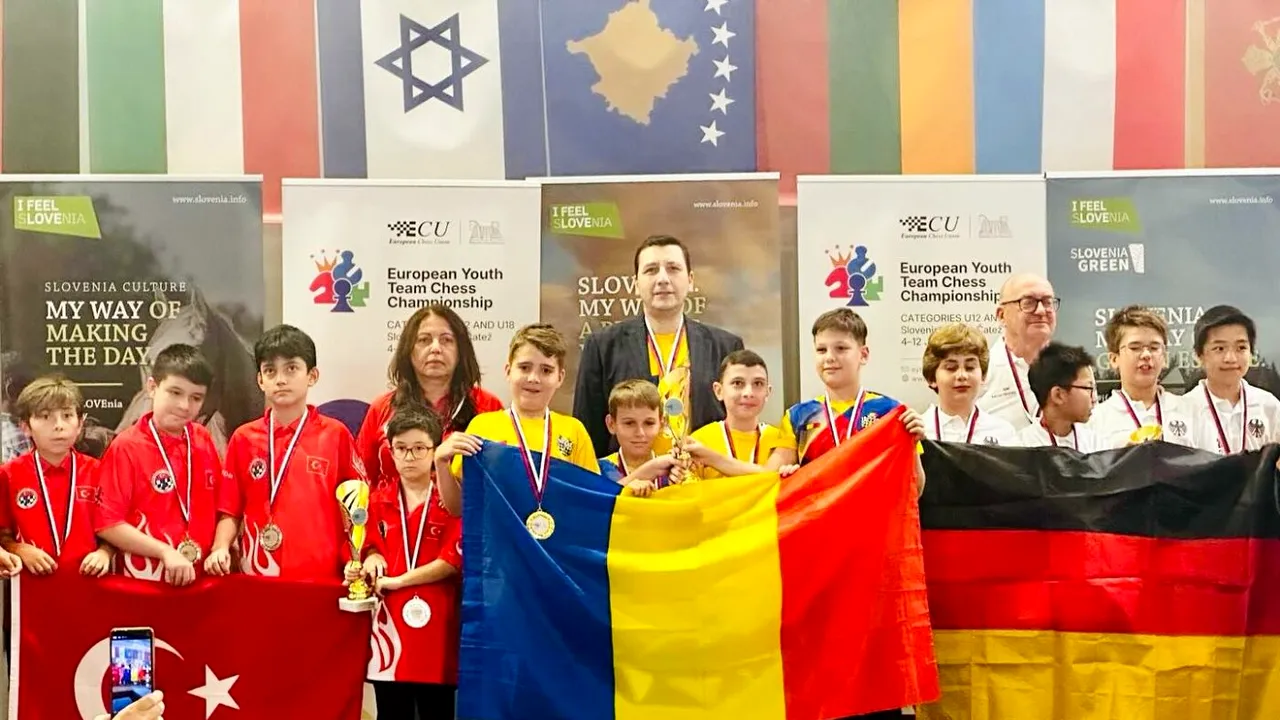 Suntem cei mai buni la Euro 2025 de șah disputat în Slovenia la nivelul Under 12! Cum se numesc micuții campioni