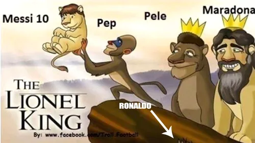 FOTO Cum se distrează fanii pe seama lui CR7!** De unde îl privește Ronaldo pe „The LIONEL King”