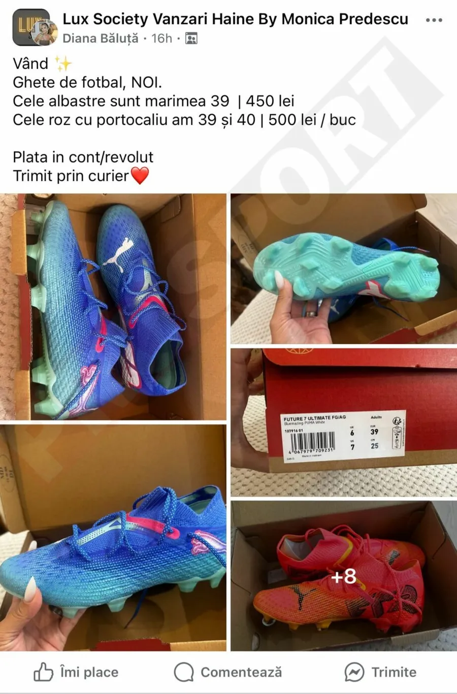 Postarea Dianei Băluță prin care anunță că vinde ghetele fotbalistului