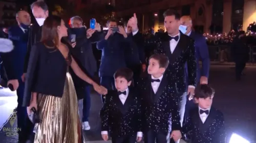 Leo Messi și Antonela Roccuzzo au atras toate privirile la gala „Balonului de Aur”! Cum s-au îmbrăcat cei trei băieți ai starului de la PSG | VIDEO