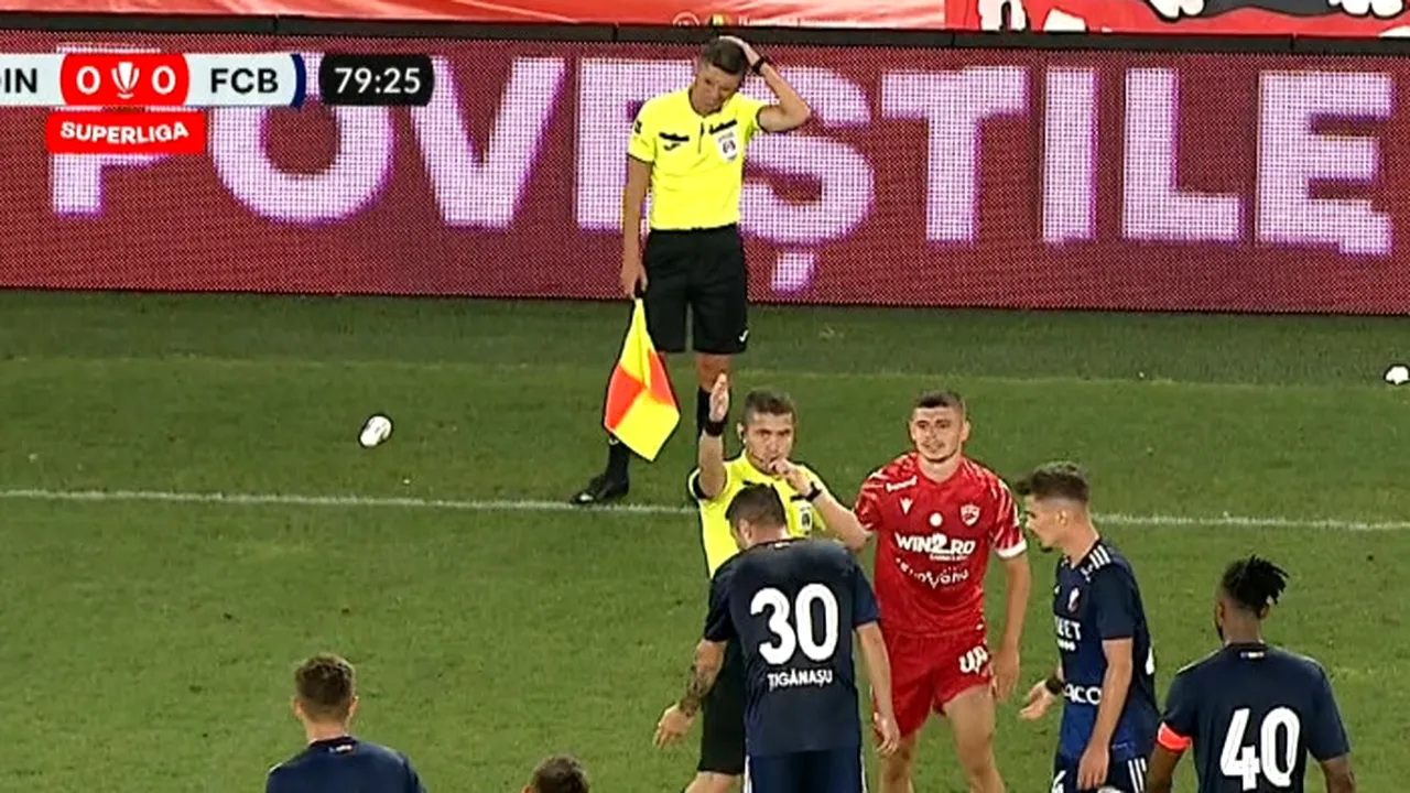 Ce amendă a primit Dinamo pentru paharul aruncat în capul arbitrului asistent!