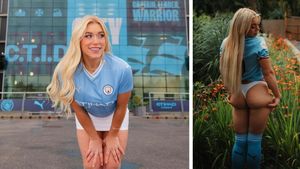 Cea mai înfocată fană a echipei lui Pep Guardiola a făcut furori în timpul partidei Chelsea - Manchester City! Vedeta cu sute de mii de urmăritori i-a distrus pe londonezi cu 6 cuvinte | GALERIE FOTO