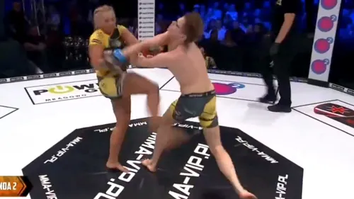 Moment scandalos într-o gală de MMA! Fanii, dezgustați de primele confruntări intergender organizate vreodată! VIDEO