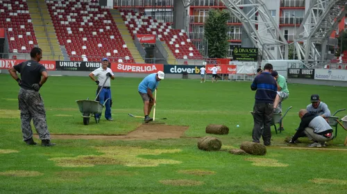 Gazonul de la Arad, total distrus cu doar două zile înainte de UTA – FC U Craiova. „Există un pericol de accidentări”