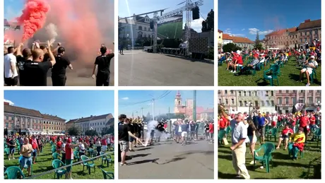 De la extaz la agonie! Cum au trăit fanii echipei UTA strânși în centrul orașului Arad pentru a urmări meciul cu Turris Oltul | FOTO și VIDEO