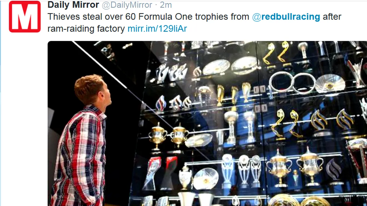 I-au lăsat fără istorie: 60 de trofee furate  din fabrica Red Bull F1 Racing cu un 4X4 argintiu. Horner anunță măsuri care vor afecta fanii echipei