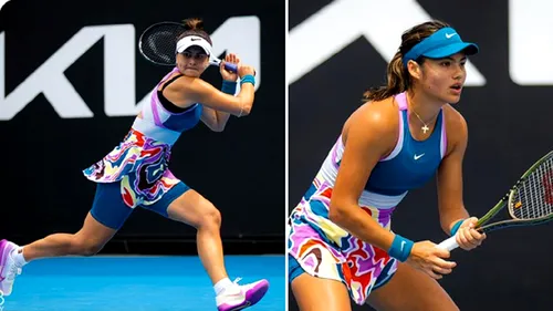 Îmbrăcate la fel, victorii la indigo! Emma Răducanu și Bianca Andreescu au impresionat în prima zi la Australian Open | FOTO & VIDEO