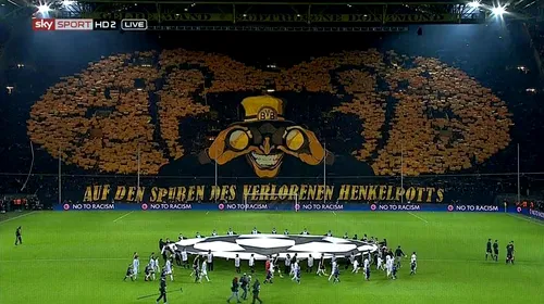 „Pe urmele Cupei pierdute”** Fanii lui Dortmund au desfășurat una dintre cele mai impresionante coregrafii din acest sezon al Ligii