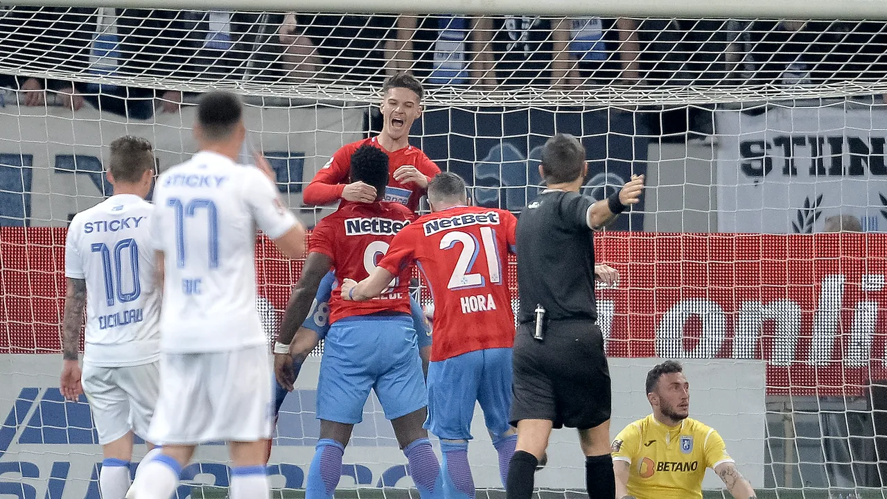 Fotbal frumos, arbitraj odios! FCSB - Craiova 3-2, după un meci spectaculos pe care brigada lui Hațegan l-a încins cu decizii eronate. Cum arată clasamentul Ligii 1