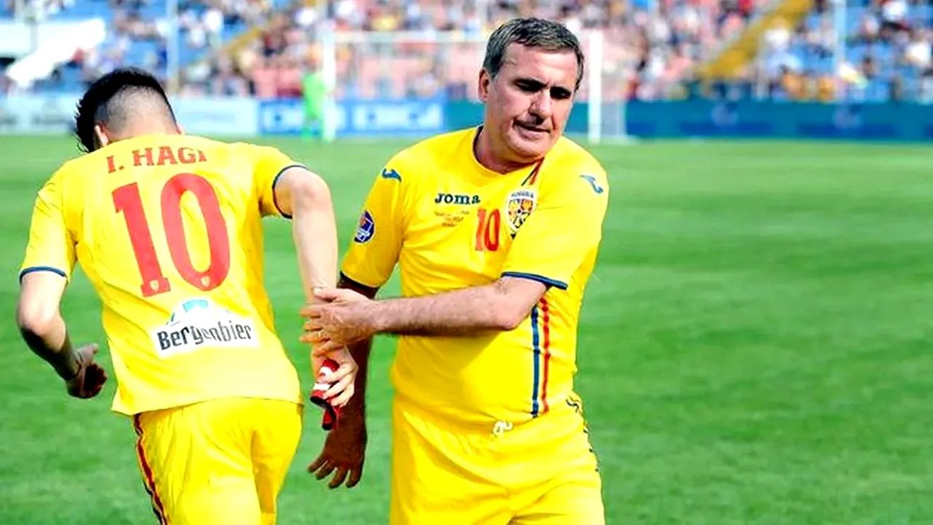 Cele două cuvinte cu care Ianis Hagi i-a descris pe Gică Hagi și pe Gică Popescu, la miezul nopții, după meciul de retragere Generația de Aur - Restul Lumii 3-2