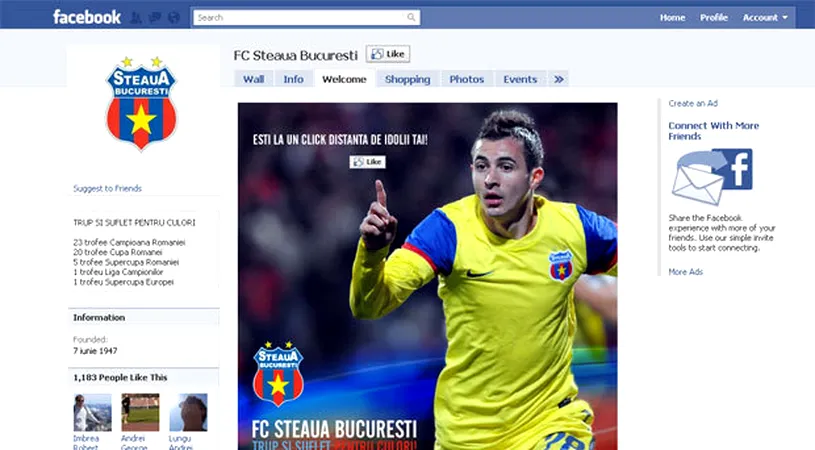 Steaua și-a făcut cont pe Facebook