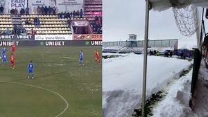 Ce teren a găsit FCSB la Voluntari, după viscolul care a lovit Bucureștiul miercuri noapte | FOTO